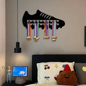 1pc sneakers Medal Collector Winner Medal Holder, Football Stars Hang Metal Wall Art As Valentines New Year Christmas Graduation Gift Anniversary Gift for Room, Suitable for Running, Marathon, Carnival, Cheerleading Football Match