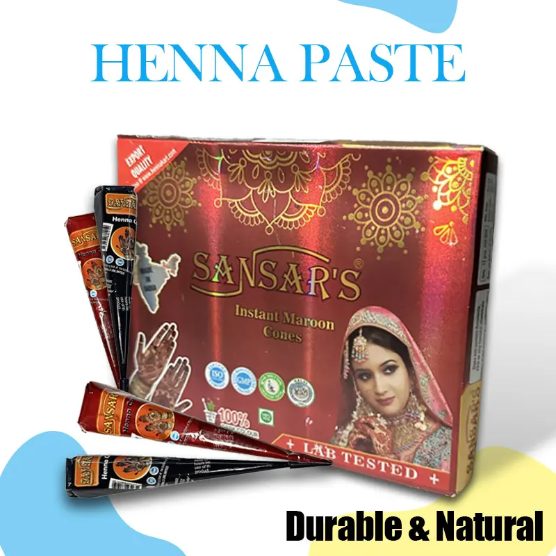Henna Gel Cones|Plant Based Temporary Tattoos PPD FREE|Black and Brown Stain Color Lavender Makeup Organic