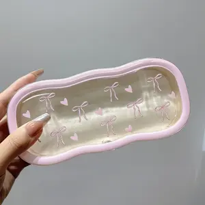 A compact magnetic eyeglass case with a heart-shaped bow design, transparent, pressure-resistant, portable eyeglass storage box, suitable for both men and women. It's a cute holiday gift For girls and a lovely eyeglass case