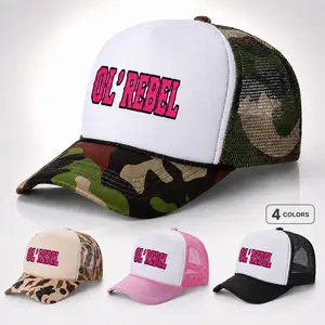 "OL' REBEL" Unisex Adjustable Snapback Trucker Cap - Premium Casual Streetwear Baseball Hat with Mesh Back for Summer Outdoor Use