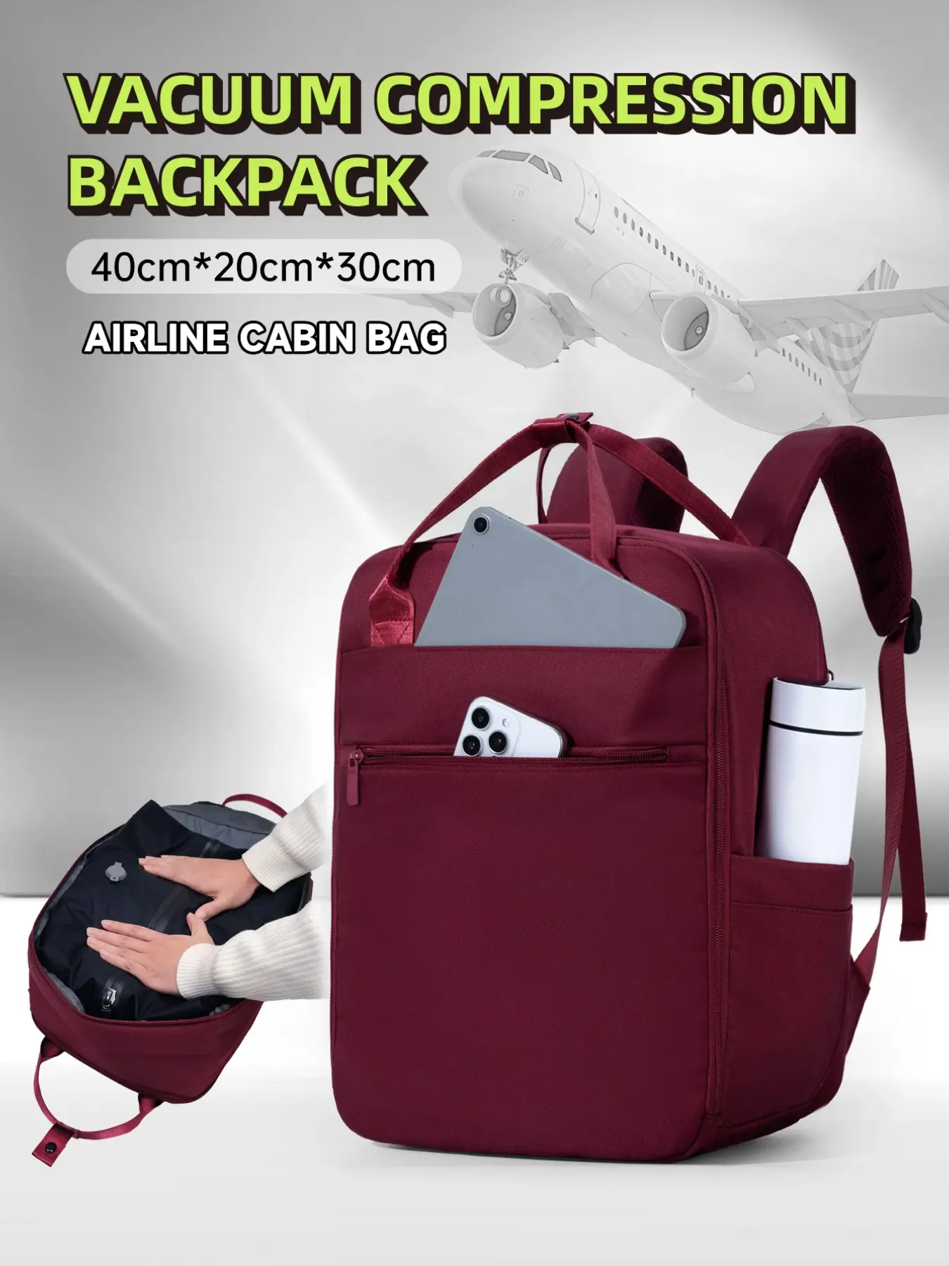 Ryanair Cabin Bags 40x30x20 Underseat Travel Backpack, Lightweight & Large  Capacity, Fashionable Duffel Bag for Men & Women, Vacuum Backpack - TikTok  Shop