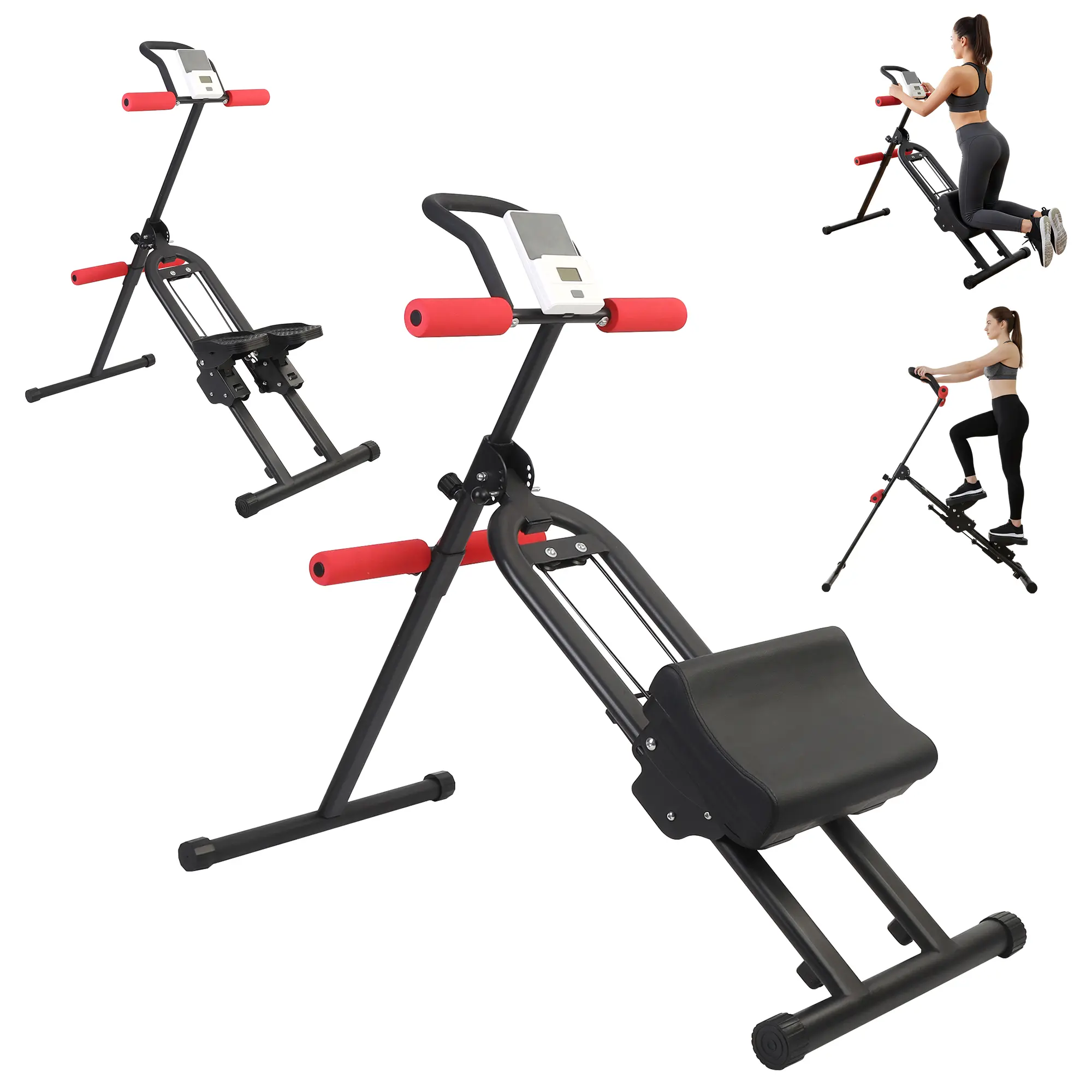 Foldable Ab Trainer Machine with LCD Monitor – Adjustable Core & Full Body Workout Equipment for Home Gym, Beginner Friendly, 220LB Capacity