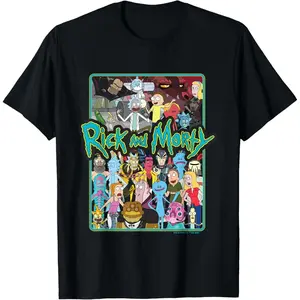 Rick & Morty Group Collage T-Shirt Cute and Trendy Animated Prints Premium Quality Printed 100%25 Cotton Men's and Women's Tops