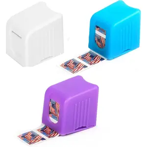 3 Pack Plastic Postage Stamp Roll Dispenser Holds 100 Roll Postage Stamps Stamp Holder for Home Office Desk Organization Supplies