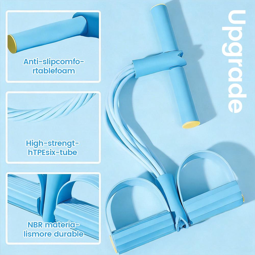 Pedal Resistance Bands with Handles, 6 Tube Fitness Resistance Band, Full Body Workout Equipment for Home Gym, Yoga Exercise Trainer for Abs Arms Legs