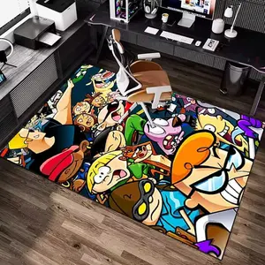 Classic Cartoon Network Collage Rug - Retro 90s Nostalgia Decor. Dexter, Courage & Johnny Bravo Throw Mat. High-Definition Print Area Rug. Ultimate Fan Gift for Gaming Rooms.