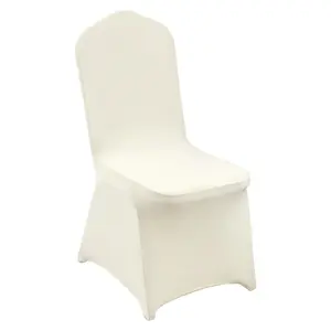 Stretch Spandex Folding Chair Covers, Universal Fitted Chair Covers, Removable Washable Protective Slipcovers For Weddings, Banquets, Parties, Holidays, Dining Events, Ivory White, 100-Piece Pack