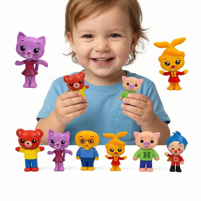 6pcs Soft Vinyl Action Figures Set - Cute Clown & Animal Friends Mix & Match Minis, Kids Toys with Nature Theme, Unisex Birthday Gift, Birthday Party Decorations, Collectibles, Cupcake Toppers