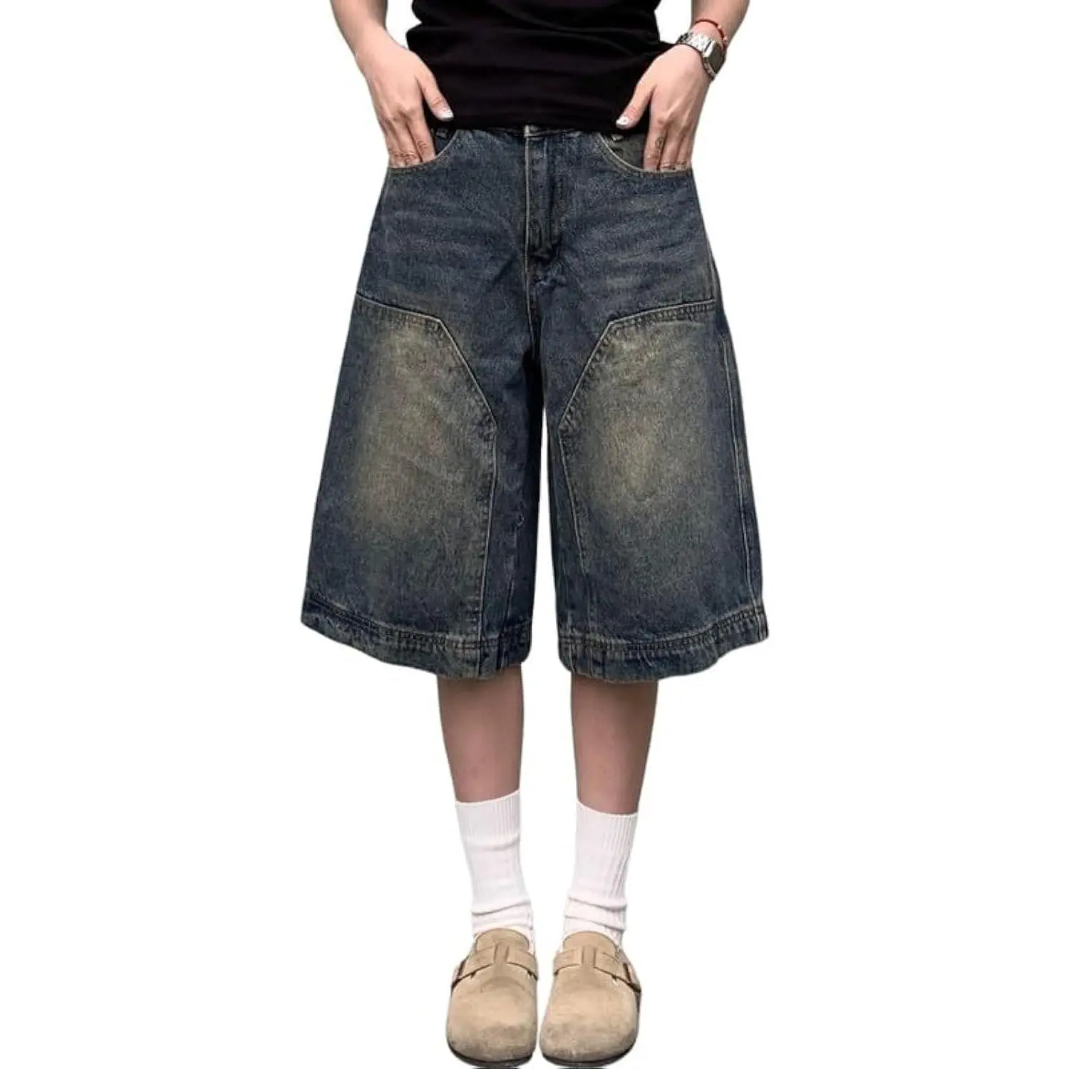 Baggy Jean Shorts for Women Jorts Y2k Low Rise Wide  Denim Shorts Goth Summer Jeans Loose Streetwear Retro Blue