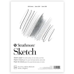 200 Series Sketch Pad, 9x12 inch, 100 Sheets, Tape Bound - Artist Sketchbook for Drawing, Illustration, Art Class Students