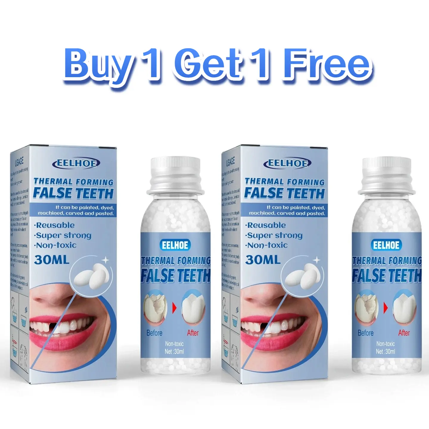 Halloween Tooth Decorations Tooth Repair Kit, Moldable False Teeth Beads for Teeth Repair, Suitable for Missing, Cracked DIY Denture Kit,summerwins