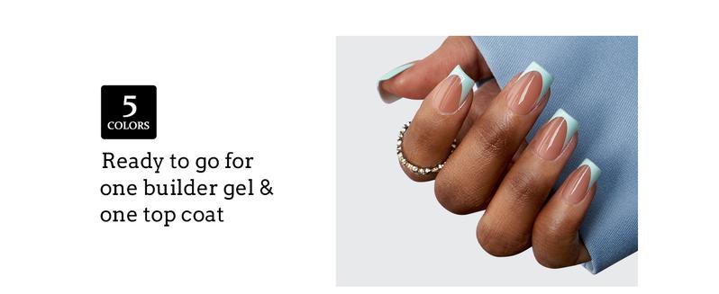 BTArtboxnails XCOATTIPS French Tip Press On Nails - Blue Short Square Fake Nail Tips, 160Pcs Soak Off Soft Gel Acrylic Nail Extension in 16 Sizes