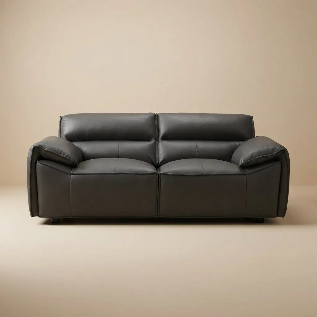 Buxton Graphite Top Grain Leather Upholstered Loveseat