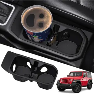 Updated Cup Holder Insert Fit for 2018–2025 Jeep Wrangler JL JLU 4XE& Gladiator JT 2020–2025 Accessories,Premium Silicone Non-Slip Cup Holder Coaster Pad,Heat Resistant,Car Cup Liner Interior Gifts