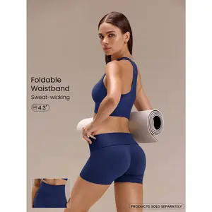 GLOWMODE 4.3" Ultrafine Soft Seamless Active Aura Ultra-High-Rise Foldable Waist Scrunch Bum Shorts Training Running Workout Gym Fitness Active Wear