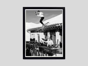 Vintage Skiing Poster - Black and White Wall Art