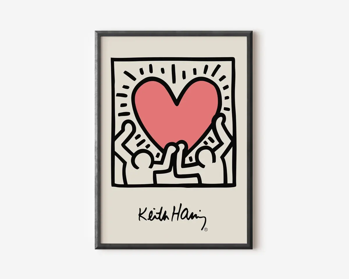 Love Heart Wall Art Poster, Colourful Modern Art Poster, Pink Exhibition Print, Famous Artist Print, Gallery Wall Home Decor