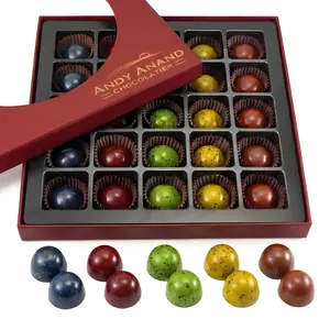 Andy Anand Chocolatier Gourmet Chocolate Bonbons Gift Box, 25 Pcs (6.52 oz) Belgian Assorted Truffles & Pralines, Gluten Free Luxury Chocolate Gift Collection