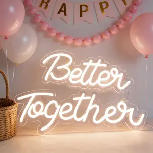 Better Together Neon LED Light Sign USB Powered Wall Decor Light, Dimmable Design, Valentine's Day Home Decor, Suitable for Bedroom, Shop, Bar, Party, Valentine's Day, Christmas Gift