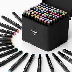 Markers 80 Colors,Chisel & Fine Dual Tip Marker Set for Adults ,Permanent Markers Pens Coloring  Marker  Halloween Christmas  for Painting Coloring Sketching