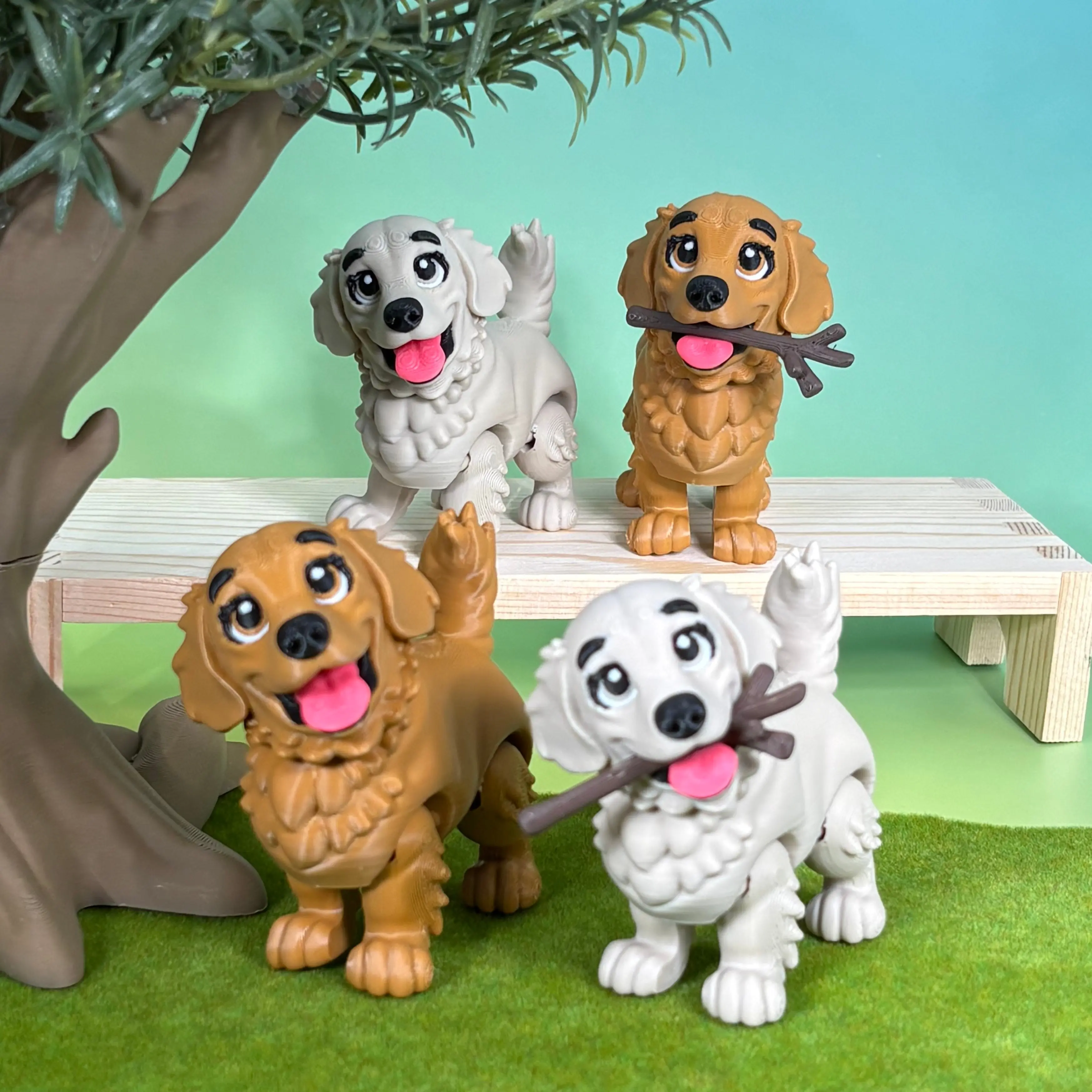 Golden Retriever Dog Figurine | Articulated Puppy Pal | Flexi Desk Pet | Dog Lover Gift | 3D Printed