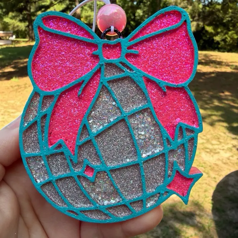 Disco Ball w/Bow Car Freshie
