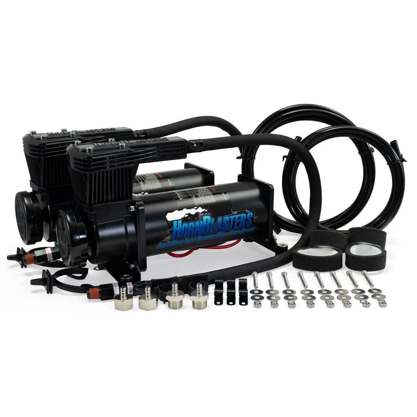 Dual HB-1NM Air Compressors | 200 PSI Capable | 100% Duty Cycle @ 100 PSI | Weather Resistant | 12-Volt DC Dual HB-1NM Air Compressors | 200 PSI Capable | 100% Duty Cycle @ 100 PSI | Weather Resistant | 12-Volt DC