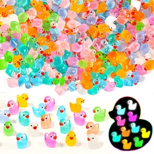 Luminous Mini Resin Animals 100 Pcs Tiny Animals Mini Ducks Tiny Frogs Dinosaurs Small Birds Little Rabbits Glow in The Dark Miniatures Fairy Accessories