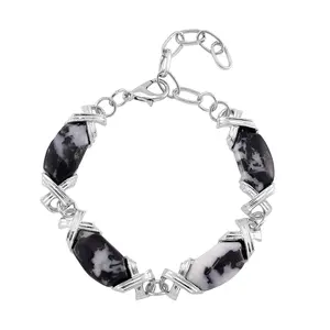 Grey Zabra Jasper 65.00 ctw Molto Kiss Bracelet in Silvertone 68In Christmas Gifts