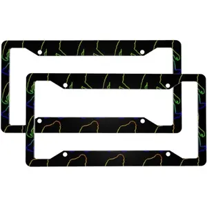 Neon Wild Man Pattern 2-Pack Aluminum License Plate Frames, Universal Car License Plate Holder with 4 Holes and Screws ﻿