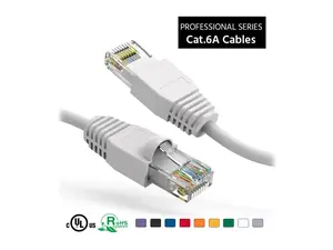 Nippon Labs 20Ft Cat6A UTP Ethernet Network Booted Cable, 24AWG 20 Feet Gigabit LAN Network Cable RJ45 High Speed Patch Cable, White, 60CAT6A-20WT