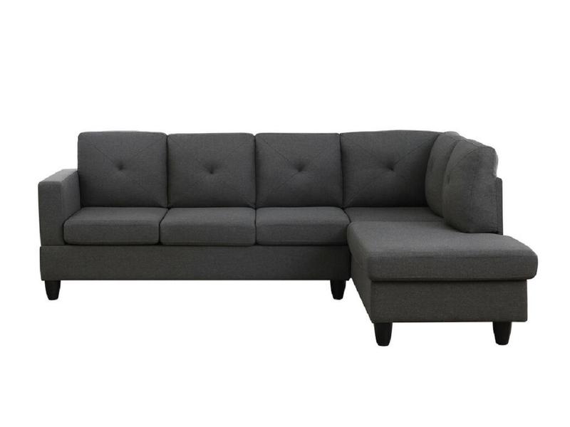 Sondrio Sectional Sofa with Right-Facing Chaise in Dark Gray Linen Fabric
