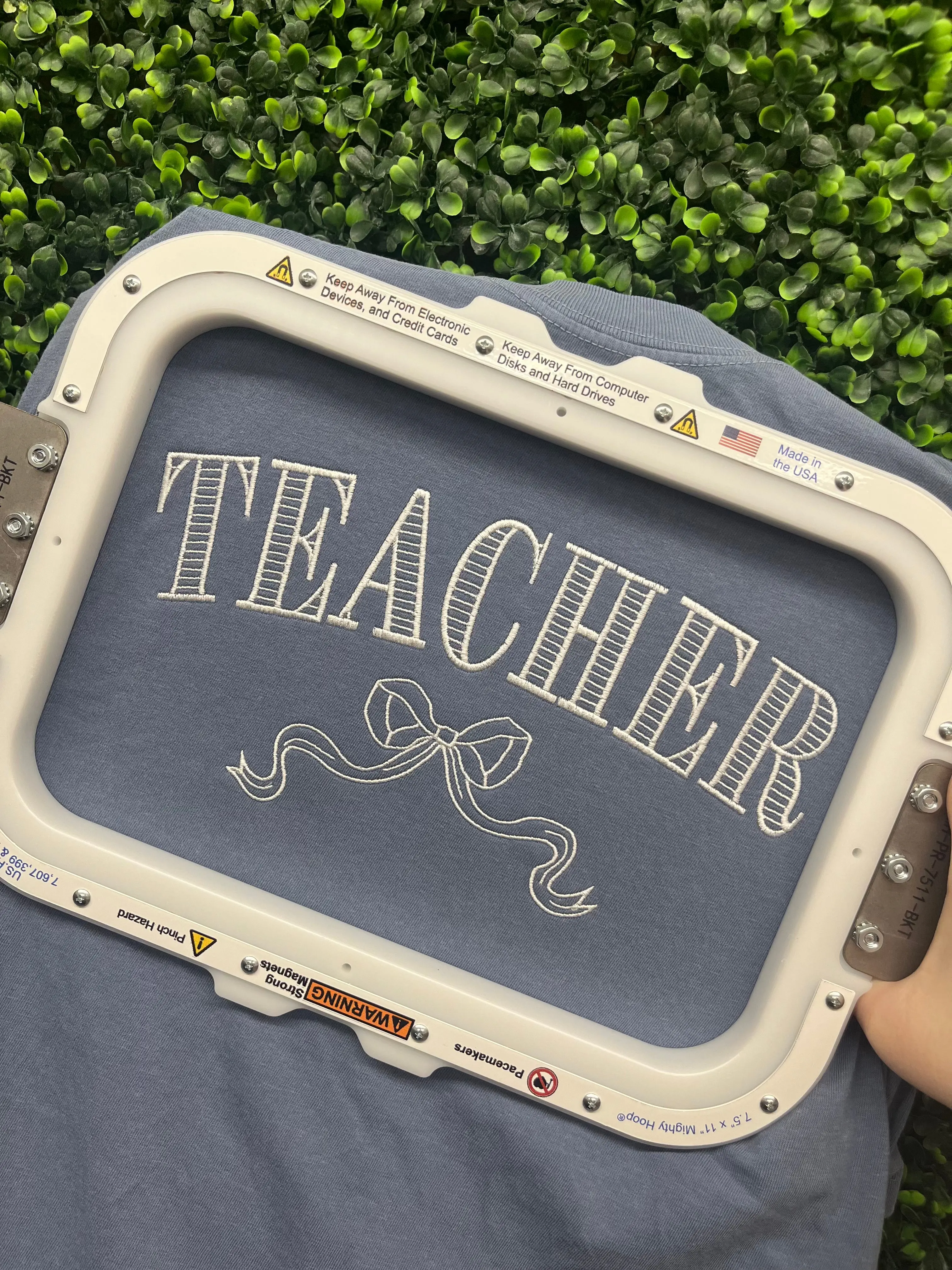 Teacher Bow Embroidered Tee/Sweatshirt