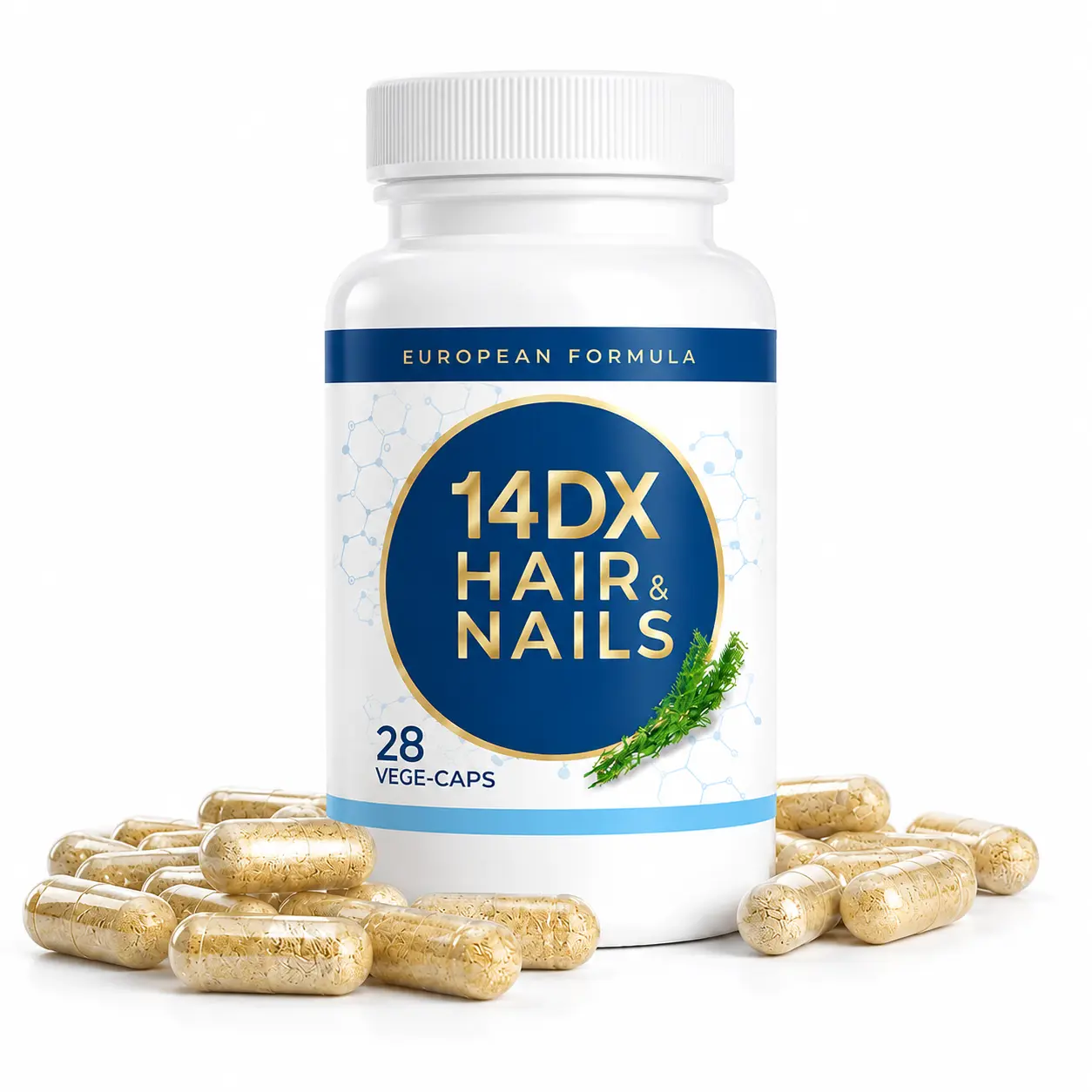 NuFlair 14DX Hair & Nail Care Dietary Vitamin Supplement - Biotin, Zinc, B-Complex Vitamins, L-Cysteine, L-Methionine - 28 Vegan Vegetable Capsules