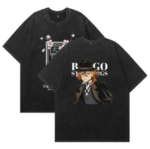 Leveorch Anime Bungo Stray Dogs T-Shirt Dazai Osamu Graphic Tee Men & Women Casual Short Sleeve Top with Relaxed Fit, 100% Cotton (230gsm)