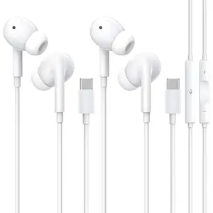 USB C Headphones for  15/16/17 Pro Max, Type C Headphones Built-in Microphone and Volume Control, Hi-Fi Stereo Noise-Cancelling Earbuds, Wired in Ear Earphones for Galaxy S25 S24 S23 S22
