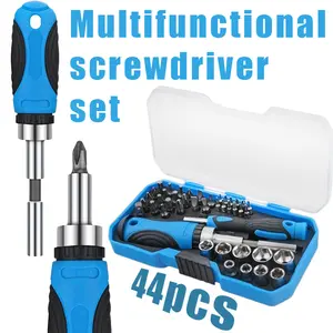 44PCS Ratchet Socket Wrench Set with Case Magnetic Screwdriver Kit for Home Auto Bike Electronics Repair Quick Release Metal Construction Electric Screwdriver Tool Kit crewdriver Screwdriver Set small