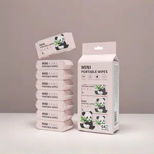 64 Pcs Mini Portable Wet Wipes | Alcohol-Free Disposable Cleansing Towels | Unisex | For Salon/Hotel/Kitchen/Travel | Date Gift & Pet-Friendly | Fragrance Free Wipes