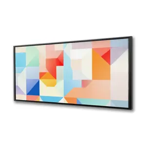 212 MAIN Geometric Cadence Red Framed Wall Art - 24x48 in. Artistic Print, Home Decor with Post Ideas for Room Decoration
