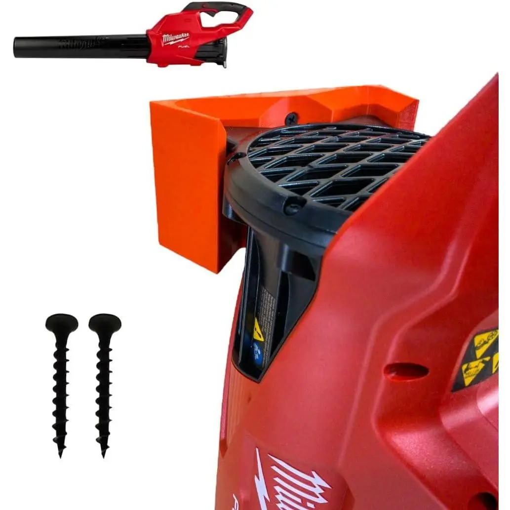 Milwaukee M18  Leaf Blower Wall Mount - Compatible with 2724-20 & 2724-21 - Leaf Blower Wall Mount Holder Bracket for Garage Storage - Easy Installation with Free Screws Included (Red)Quesear Declutter Organize