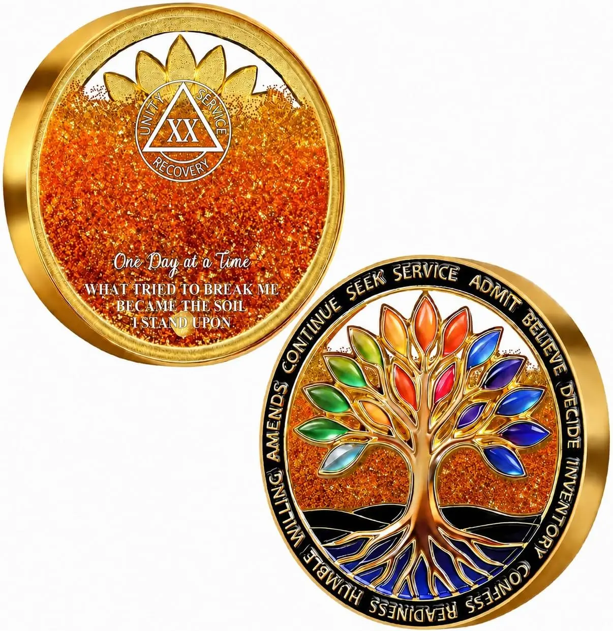 Flash Sale Bedazzling Home Wall Decor Moving Sand 20Yr Sobriety Coin, Tree of Life AA Medallion with Liquid Glitter, 12 Steps Sober Token, One Day at a Time Milestone Gift for Men & Women | Home Decor, Lounge Accessories, Cool Room Decor, Men’s Room Decor