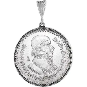 925 Sterling Silver Mexican 1 Peso Bezel 34 mm Coins Prong Back Illusion Edge