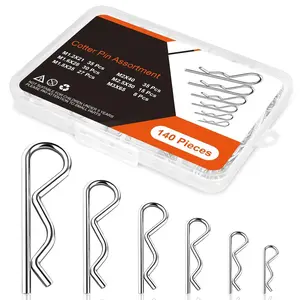 140 count Cotter Pins,  Durable Cotter Pin Assortment Kit, Heavy Duty Carbon Steel R Clips Cotter Pins for Mechanics, Lawn Mowers, Rv Owners