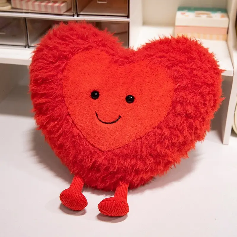 Heart-Shaped Pillow - Fluffy Red Heart Design, Soft Polyester Bedding Accessory, Hand Wash Only | Ideal Gift for Valentine’s Day & Birthdays