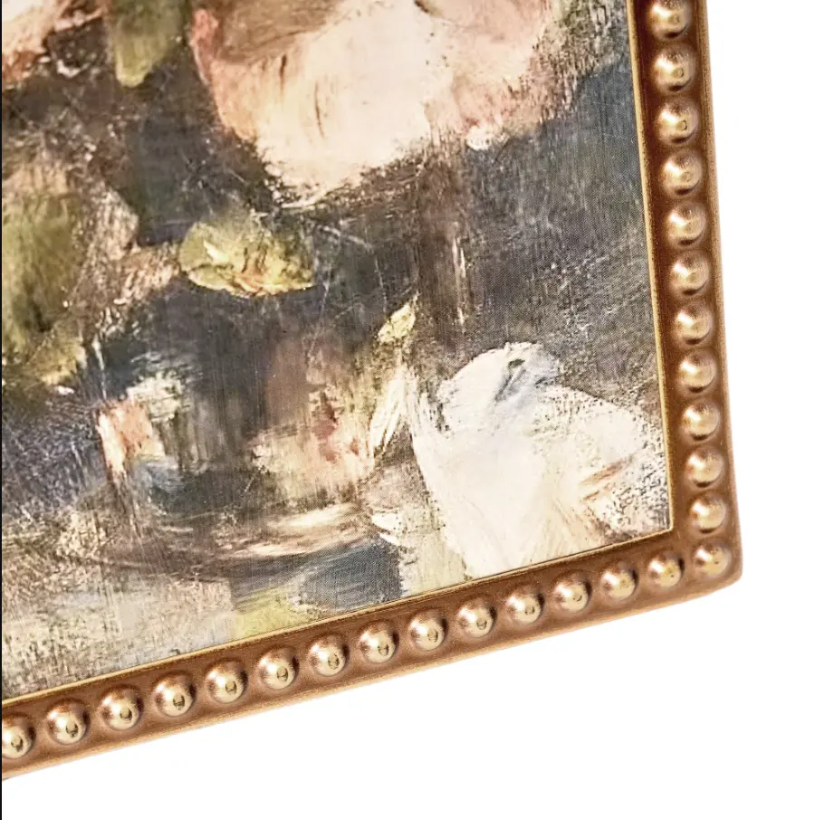 Vintage Gold Floral Tabletop Decor, Ornate Botanical Frame, 6x8 Inch