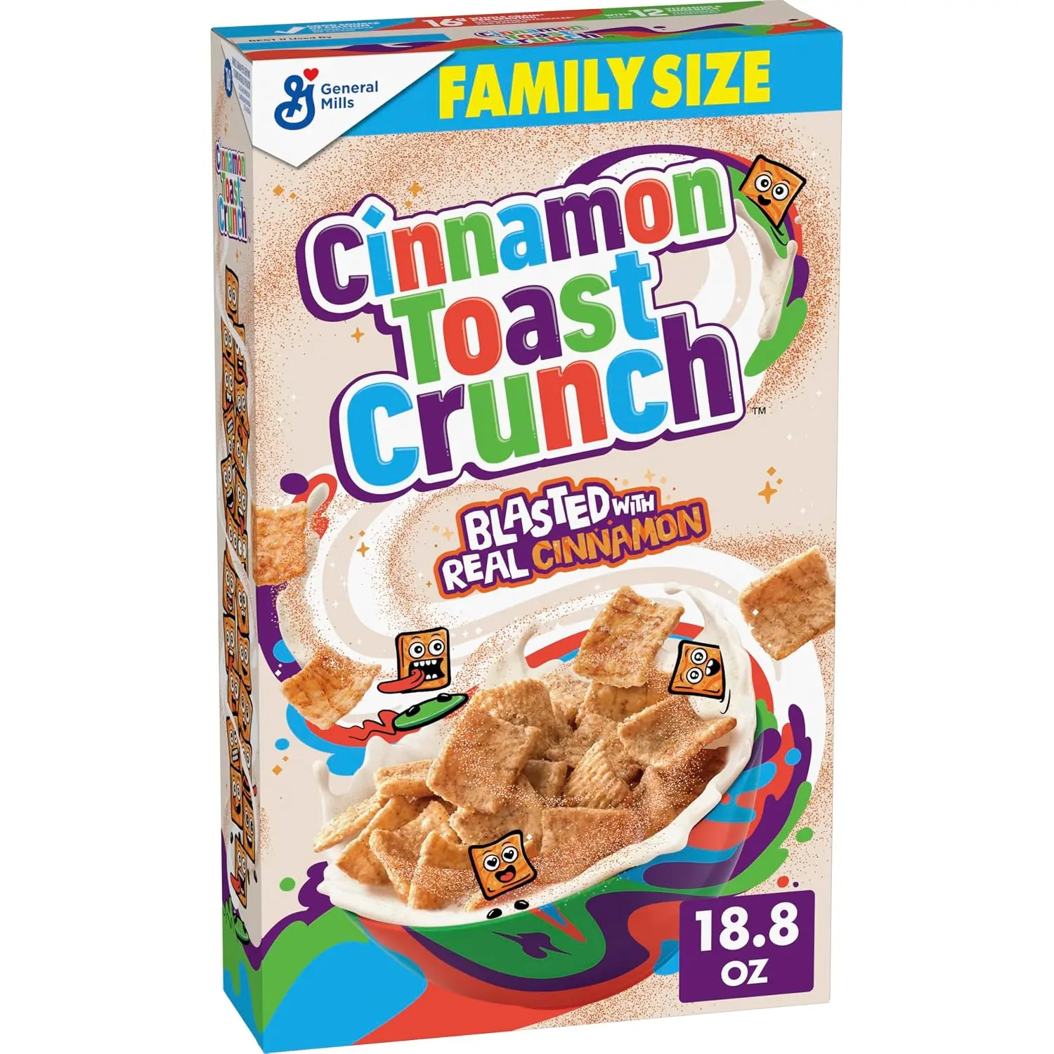 Cinnamon Toast Crunch Food, Crispy Cinnamon Breakfast Cereal, Family-Size, 18.8 oz
