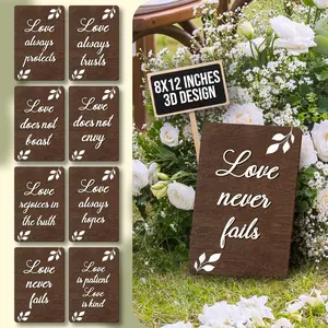 Love Is Patient Wedding Aisle Signs - Set Of 8 Rustic Wedding Aisle Decorations For Ceremony And Reception, 1 Corinthians 13 Wooden Wedding Signs For Wedding Decor