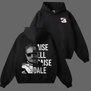 "Raise Hell Praise Dale" Intimidator No.3 Hoodie Sweatshirt T-Shirt – Vintage Racing Icon Apparel, Raise Hell Praise Dale Quote Graphic, Classic Motorsports Legacy Design,  Unisex Hoodie Crewneck Tee, Gift for Racing Fans