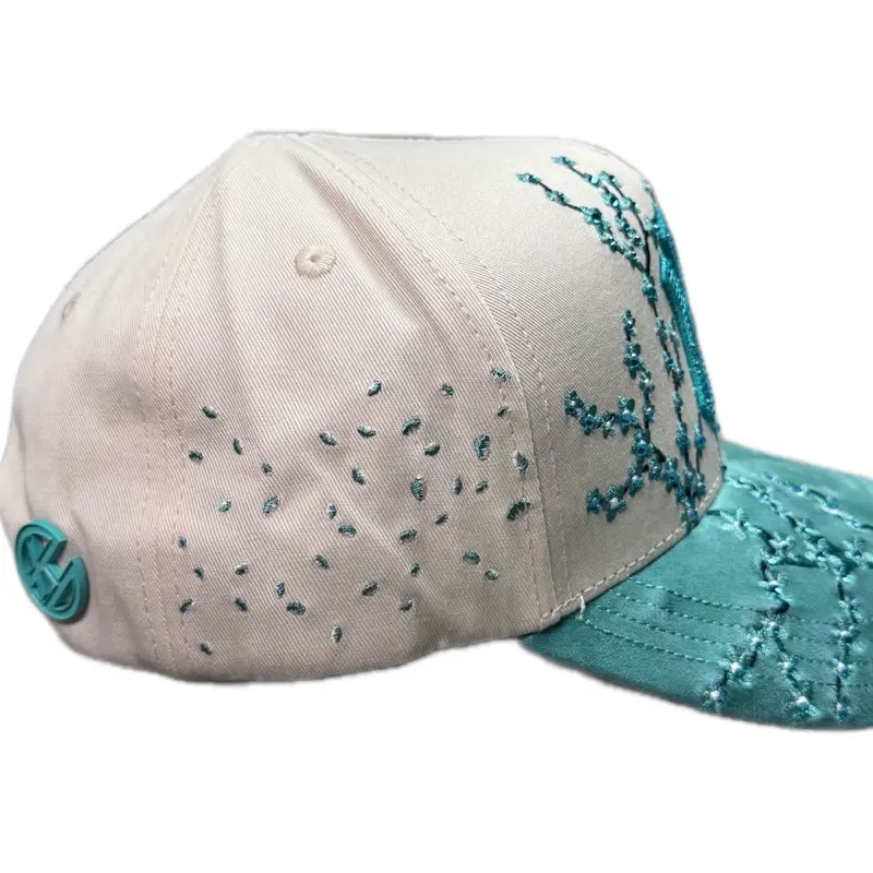 Hat New York Beige green Flowers crystal edition