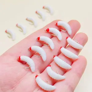 Soft Maggot Worm Fishing Lure, 5/10/20pcs Artificial Insect Baits, Fishing Lures for Trout, Bass, Perch, Catfish, Carp